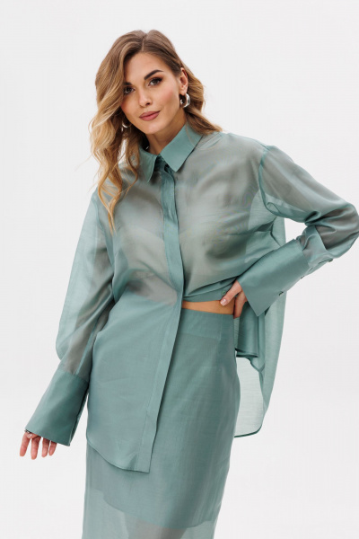 Юбка прямого силуэта миди из плательно-блузочной ткани EOLA 2797.2 светлый_изумруд - фото 11