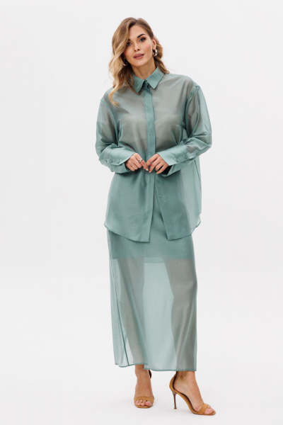 Юбка прямого силуэта миди из плательно-блузочной ткани EOLA 2797.2 светлый_изумруд - фото 5