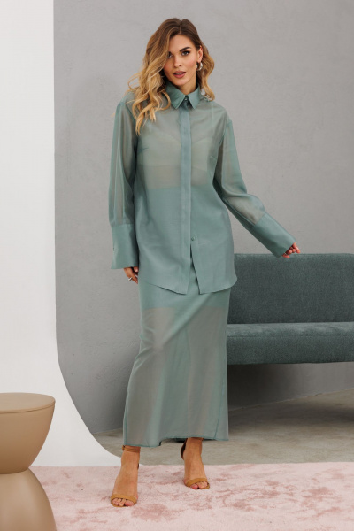 Юбка прямого силуэта миди из плательно-блузочной ткани EOLA 2797.2 светлый_изумруд - фото 2