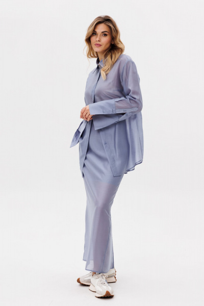 Блуза из плательно-блузочной ткани с пуговицами EOLA 2797.1 голубой - фото 7