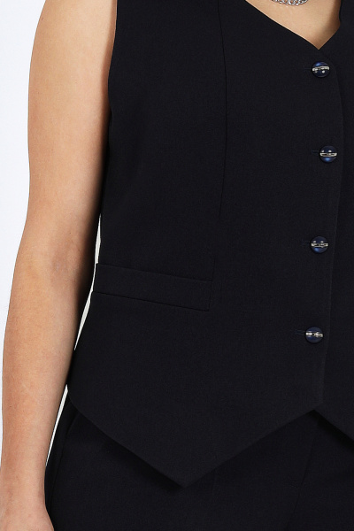 Брюки и пиджак из костюмной ткани со шлицей и рельефами Ninele 6047 синий - фото 5