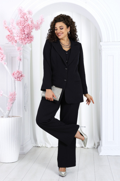 Брюки и пиджак из костюмной ткани со шлицей и рельефами Ninele 6047 синий - фото 7