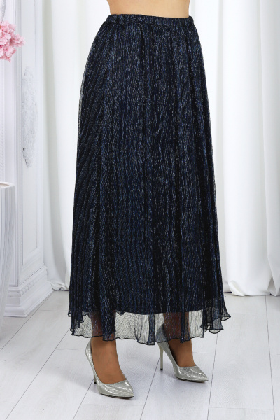 Женский нарядный блузка и юбка гофре с люрексом и съемным декором Ninele 7479 синий - фото 17