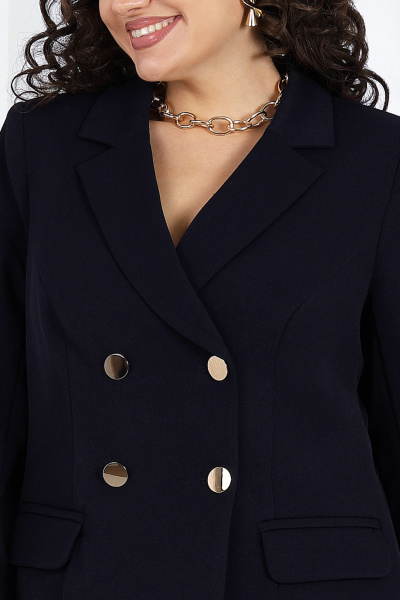 Деловой брючный костюм из костюмной поливискозы Ninele 7485 синий - фото 5