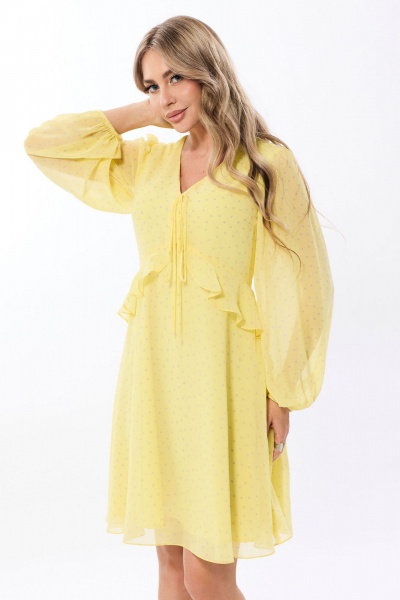 Платье с V-образным вырезом и шнуром- завязкой Golden Valley 44162 желтый - фото 3