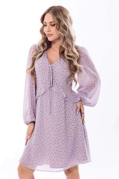 Платье с V-образным вырезом, воланами и шнуром Golden Valley 44162 серый - фото 2