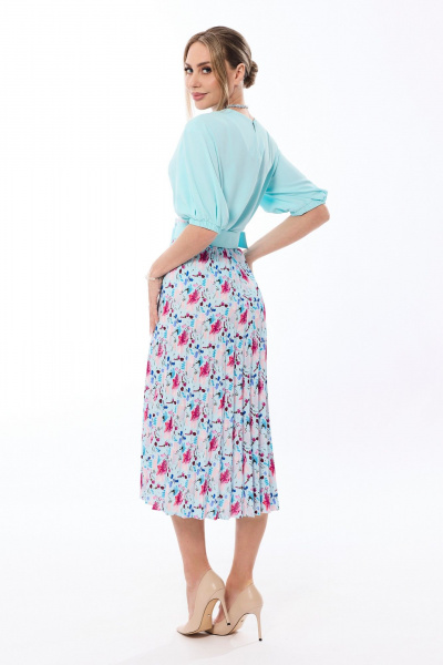 Демисезонная блуза и юбка плиссированные со складками Golden Valley 6688 бирюза - фото 2