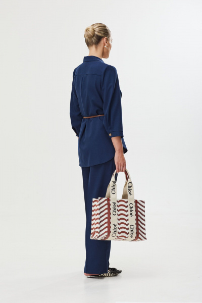 Джинсовый костюм: жакет и классические брюки Твой имидж 2098 тёмно-синий - фото 2