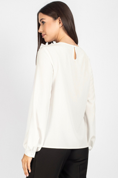 Блузка с капелькой и рюшами из текстиля VIZAVI 821 молочный - фото 6