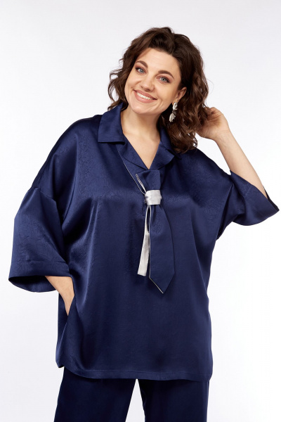 Двухпредметный костюм блуза с лацканами и брюки свободного кроя Jurimex 3272-2 - фото 4