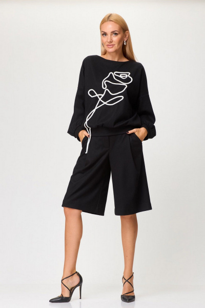 Джемпер и шорты в повседневном стиле из трикотажа Gamma Gracia 799 черный - фото 3