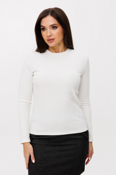 Белый лонгслив из вискозы с приталенным силуэтом Anelli 1385 крыжовник - фото 8