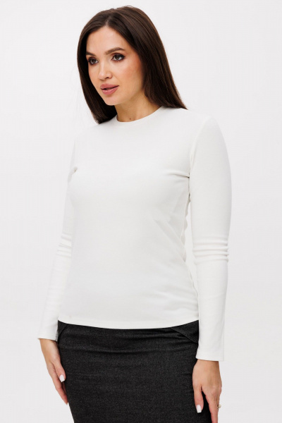 Белый лонгслив из вискозы с приталенным силуэтом Anelli 1385 крыжовник - фото 5