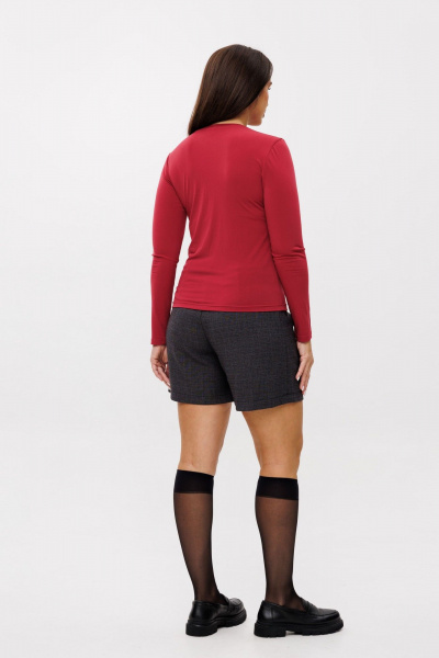 Красный лонгслив из вискозы для ежедневного образа Anelli 1385 клюква - фото 7