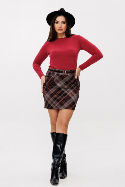 Красный лонгслив из вискозы для ежедневного образа Anelli 1385 клюква - фото 5