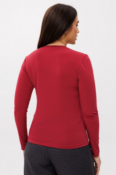 Красный лонгслив из вискозы для ежедневного образа Anelli 1385 клюква - фото 4