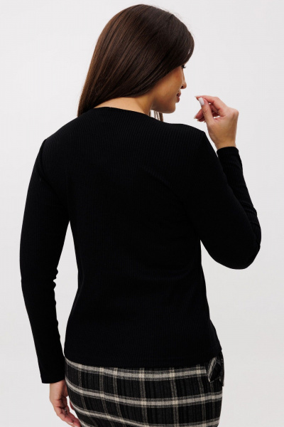 Черный лонгслив из вискозы для любого стиля Anelli 1385 ежевика - фото 7