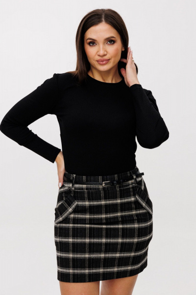 Черный лонгслив из вискозы для любого стиля Anelli 1385 ежевика - фото 6