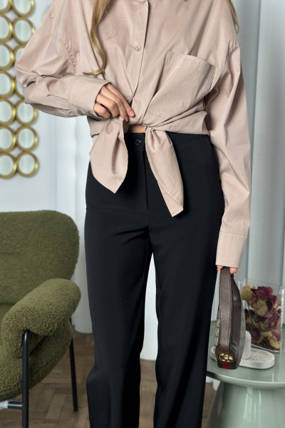 Бежевая рубашка oversize со спущенным рукавом и карманом THE.WOMAN 0210 бежевый - фото 2