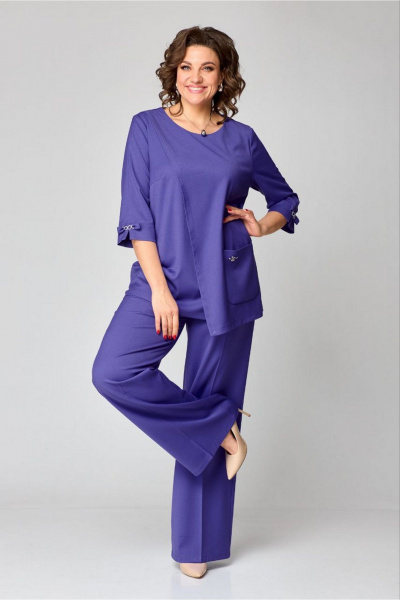 Элегантный костюм из костюмной ткани с жакетом и брюками Danaida 2182 лаванда - фото 3