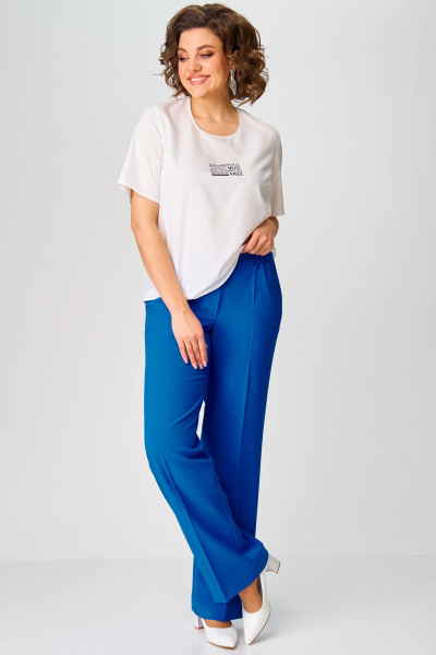 Демисезонный комплект из блузки, брюк и жакета в классическом стиле Aira Style 24218 синий - фото 6