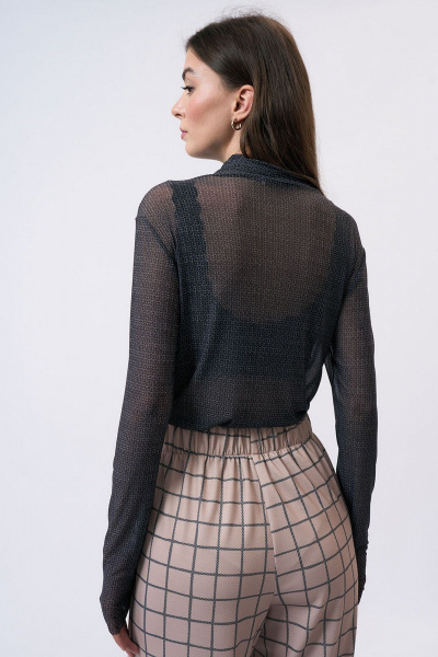 Полуприлегающая серая водолазка из тонкой сетки Art Ribbon M1060T_3 - фото 4