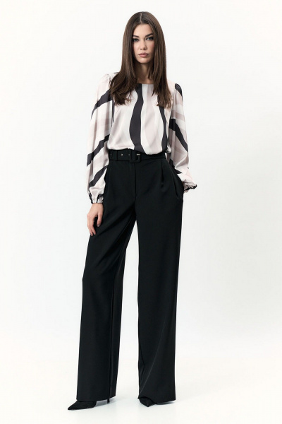 Белая свободная блуза из текстиля и шелка без подклада Art Ribbon M1095T - фото 2