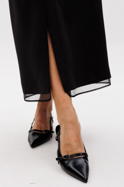 Комплект жакет и юбка из костюмной ткани с органзой Mubliz 239 желтый_черный - фото 11