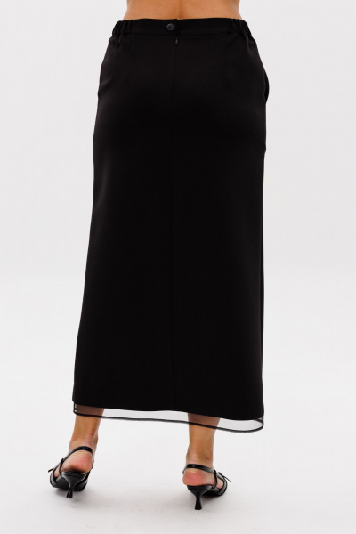 Комплект жакет и юбка из костюмной ткани с органзой Mubliz 239 желтый_черный - фото 3