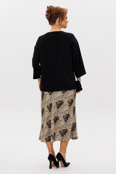 Нарядная блуза и юбка из тянущихся материалов Mubliz 241 черный-золото - фото 16