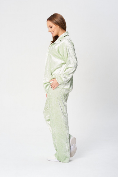 Костюм 2-ка из бархата для повседневного стиля TVIN 7836 олива - фото 8