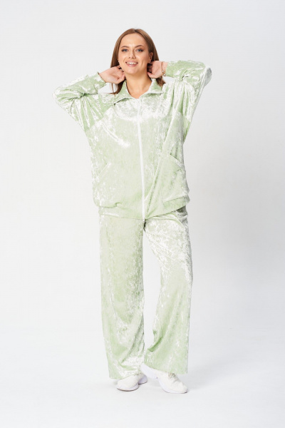 Костюм 2-ка из бархата для повседневного стиля TVIN 7836 олива - фото 4