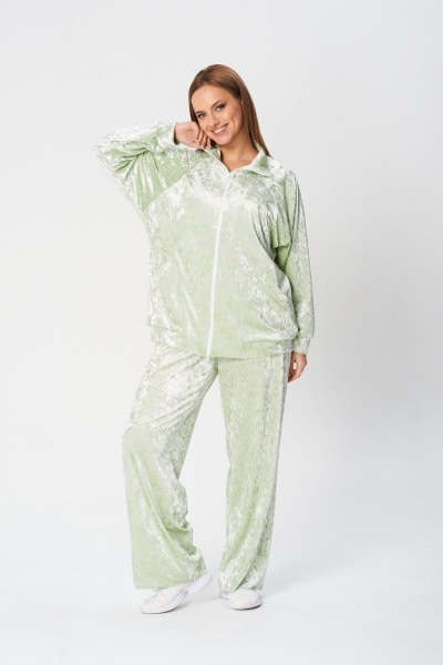 Костюм 2-ка из бархата для повседневного стиля TVIN 7836 олива - фото 3