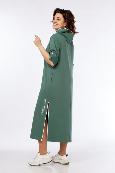 Зеленое платье с капюшоном и принтом для повседневных стилей Диомант 2032 зелень - фото 3