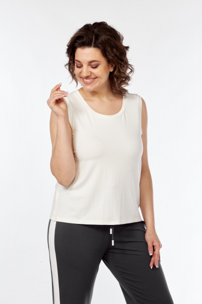 Комплект из трикотажных брюк, жакета и майки для ежедневного стиля Диомант 2043 графит - фото 11