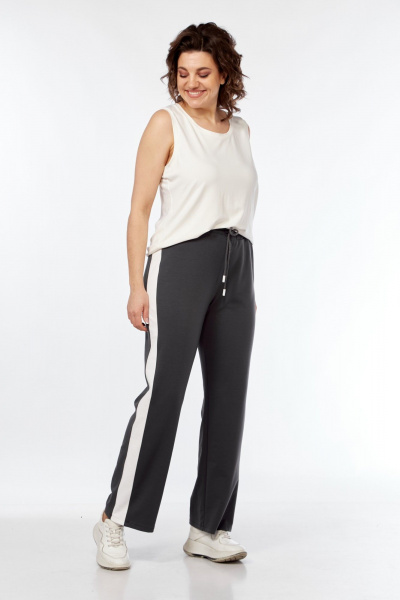 Комплект из трикотажных брюк, жакета и майки для ежедневного стиля Диомант 2043 графит - фото 9