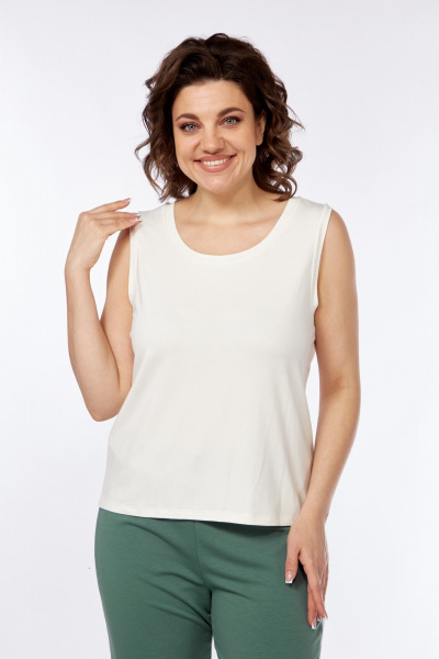 Комплект из трикотажных брюк, жакета и майки в зеленом стиле Диомант 2043 зелень - фото 7