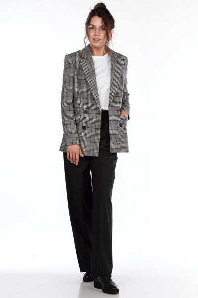 Брюки широкие прямые из текстиля для делового образа LadyThreeStars 2403 черный - фото 11