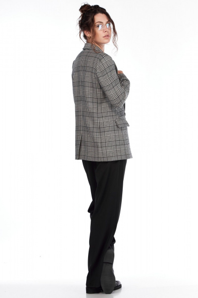 Двубортный жакет полуприлегающего силуэта из вискозы LadyThreeStars 2430 клетка - фото 15