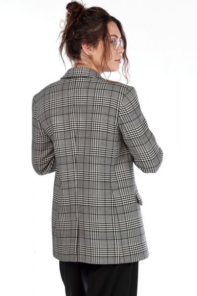 Двубортный жакет полуприлегающего силуэта из вискозы LadyThreeStars 2430 клетка - фото 3