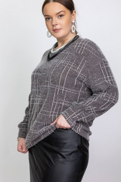 Мультиколор теплый джемпер из трикотажа Camelia 2433 4 - фото 2