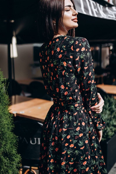 Платье в романтическом стиле из текстиля с пуговицами LULA.BY LY2020FLWRED - фото 4