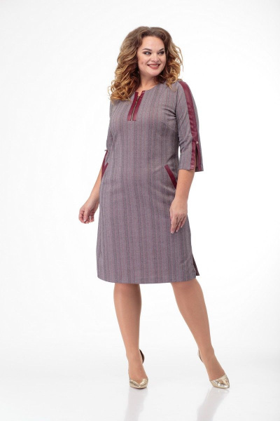 Платье женское до колена с нагрудными вытачками Anelli 899 бордо - фото 11