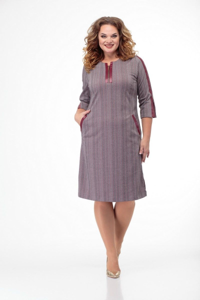 Платье женское до колена с нагрудными вытачками Anelli 899 бордо - фото 1