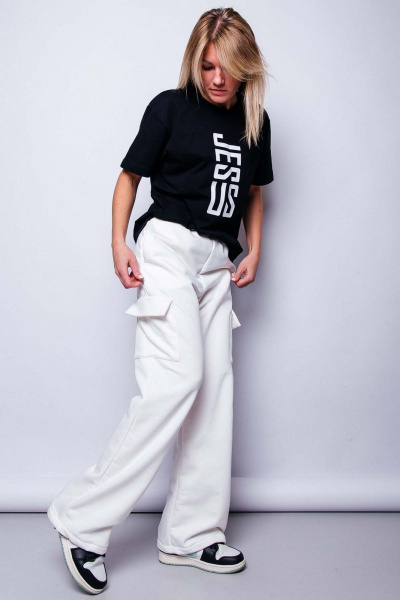 Футболка короткий рукав с принтом Jesus из хлопка MariSt 21001 черный - фото 5