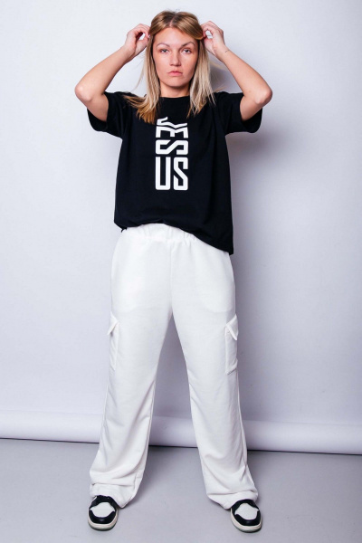 Футболка короткий рукав с принтом Jesus из хлопка MariSt 21001 черный - фото 4