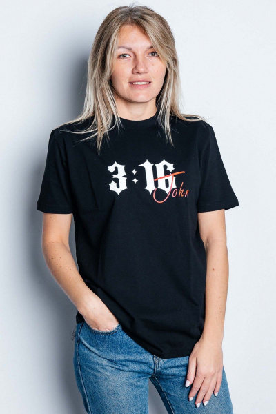 Черная футболка с цитатой из хлопка и классическим кроем MariSt 21003 черный - фото 2