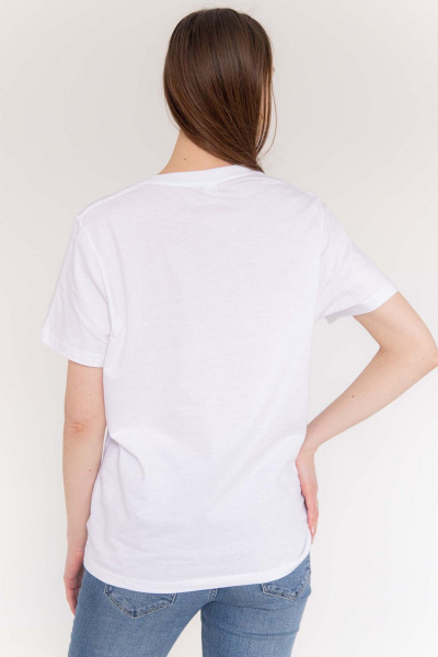 Белая футболка с цитатой и коротким рукавом из хлопка MariSt 21004 белый - фото 4