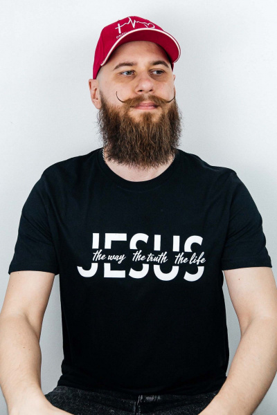 Мужская футболка с цитатой из хлопка и коротким рукавом MariSt 22001 черный - фото 4