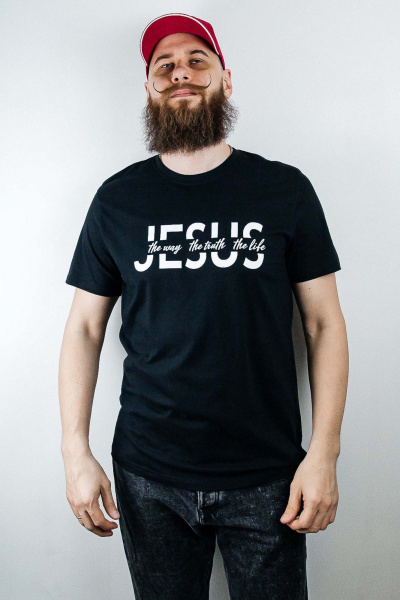 Мужская футболка с цитатой из хлопка и коротким рукавом MariSt 22001 черный - фото 1